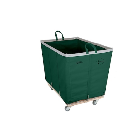 Steele Canvas Basket 12 BU Permanent Truck Green Vinyl w/Grey Vinyl - 6in Casters 2 Swivel 2 Rigid 9312VGRNVGRYW6